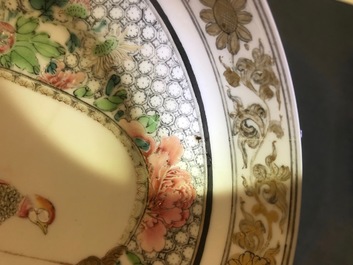 A fine Chinese famille rose 'rooster' eggshell cup and saucer, Yongzheng