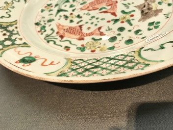A Chinese famille verte 'carps' dish, Kangxi
