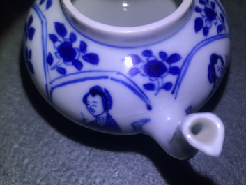 Two Chinese blue and white teapots and covers, Jiajing and Yu marks, Kangxi