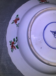 Three Chinese famille verte dishes with floral designs, Kangxi