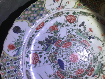 Three Chinese famille verte dishes with floral designs, Kangxi