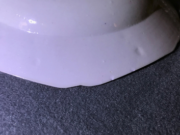 Two fine Chinese famille rose plates and a teapot and cover, Yongzheng/Qianlong