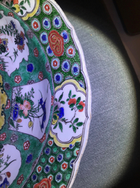 Three Chinese famille verte dishes with floral designs, Kangxi
