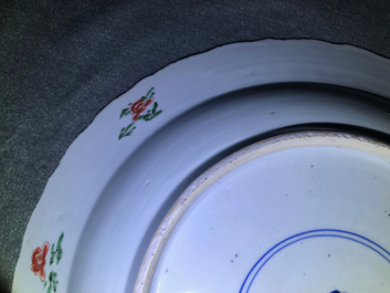 Three Chinese famille verte dishes with floral designs, Kangxi