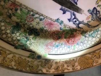 A fine Chinese famille rose 'rooster' eggshell cup and saucer, Yongzheng