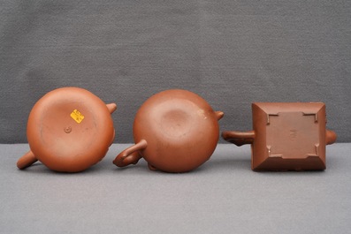 Six Chinese Yixing stoneware teapots and covers, 19th C.