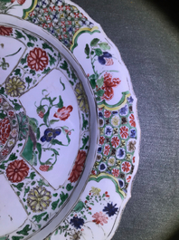 Three Chinese famille verte dishes with floral designs, Kangxi
