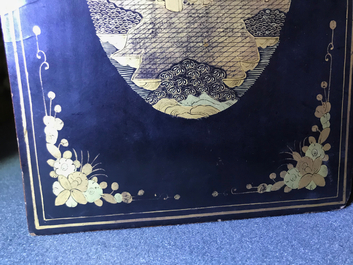 A Chinese gilt-lacquered cabinet and a box, Canton, 19th C.