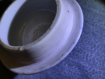 Drie Chinese blauwwitte theepotten met deksels, Kangxi