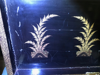 A Chinese gilt-lacquered cabinet and a box, Canton, 19th C.
