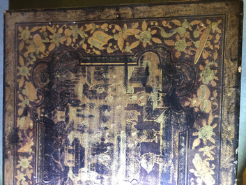 A Chinese gilt-lacquered cabinet and a box, Canton, 19th C.