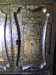 A Chinese gilt-lacquered cabinet and a box, Canton, 19th C.