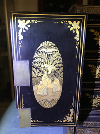 A Chinese gilt-lacquered cabinet and a box, Canton, 19th C.