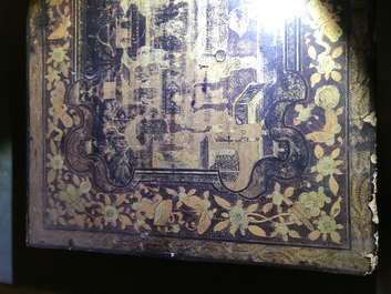 A Chinese gilt-lacquered cabinet and a box, Canton, 19th C.