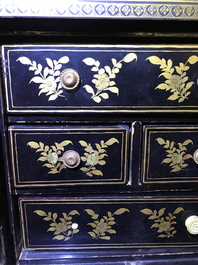 A Chinese gilt-lacquered cabinet and a box, Canton, 19th C.