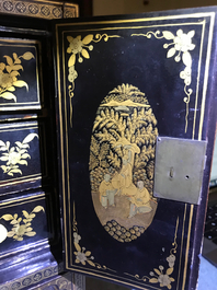 A Chinese gilt-lacquered cabinet and a box, Canton, 19th C.