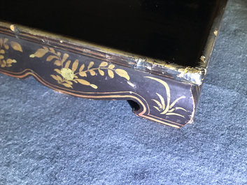A Chinese gilt-lacquered cabinet and a box, Canton, 19th C.