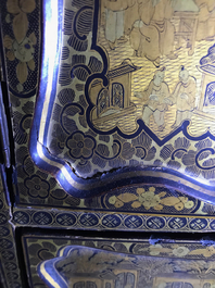 A Chinese gilt-lacquered cabinet and a box, Canton, 19th C.