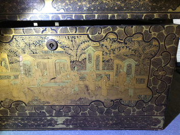 A Chinese gilt-lacquered cabinet and a box, Canton, 19th C.