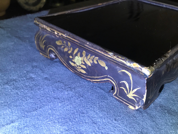 A Chinese gilt-lacquered cabinet and a box, Canton, 19th C.