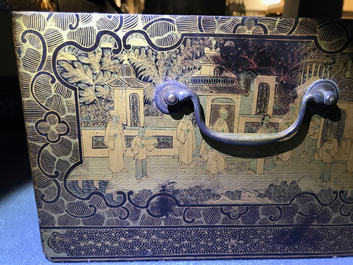 A Chinese gilt-lacquered cabinet and a box, Canton, 19th C.