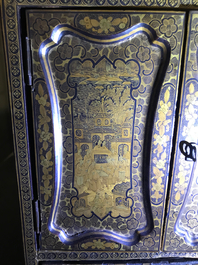 A Chinese gilt-lacquered cabinet and a box, Canton, 19th C.