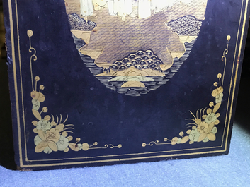 A Chinese gilt-lacquered cabinet and a box, Canton, 19th C.