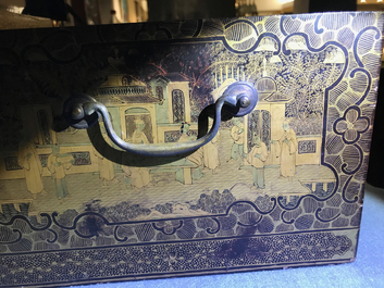 A Chinese gilt-lacquered cabinet and a box, Canton, 19th C.