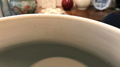 A large Chinese blue and white vase and cover, Kangxi
