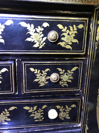 A Chinese gilt-lacquered cabinet and a box, Canton, 19th C.