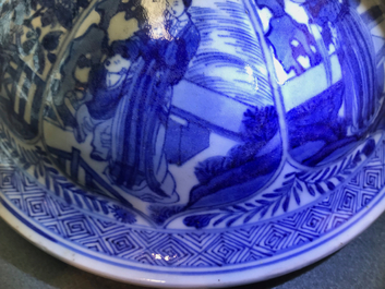 A large Chinese blue and white vase and cover, Kangxi