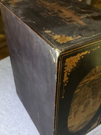 A Chinese gilt-lacquered cabinet and a box, Canton, 19th C.
