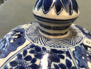 A large Chinese blue and white vase and cover, Kangxi