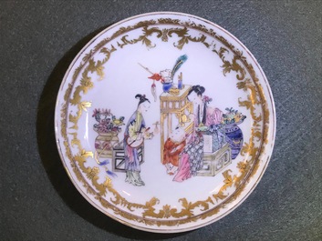 A pair of fine Chinese famille rose cups and saucers, Yongzheng