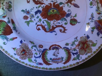 Two Chinese famille rose 'Pompadour' dishes, Qianlong