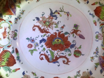 Two Chinese famille rose 'Pompadour' dishes, Qianlong