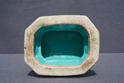 A Chinese reticulated robin's egg-ground qianjiang cai vase, 19th C.