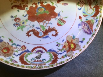 Two Chinese famille rose 'Pompadour' dishes, Qianlong