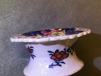 A pair of Chinese famille rose 'Tobacco leaf' salts, Qianlong