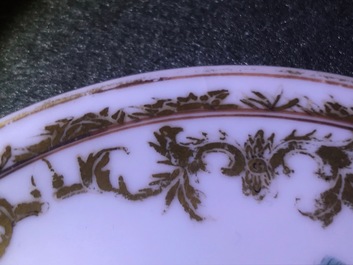 A pair of fine Chinese famille rose cups and saucers, Yongzheng