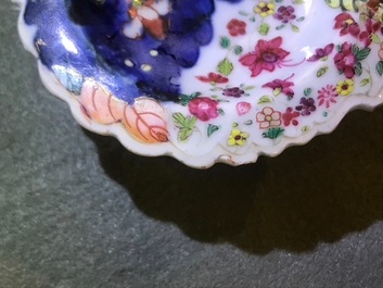 A pair of Chinese famille rose 'Tobacco leaf' salts, Qianlong