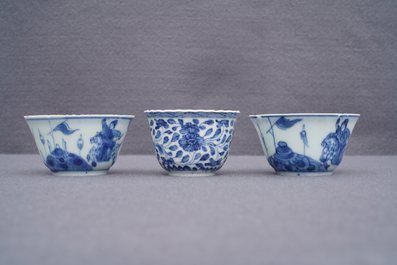 Een gevarieerde collectie Chinees blauwwit porselein, Kangxi