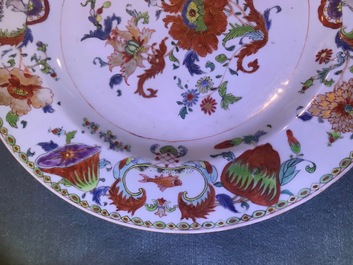 Two Chinese famille rose 'Pompadour' dishes, Qianlong