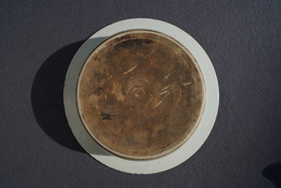 A Chinese blue and white flower scroll basin, Qianlong