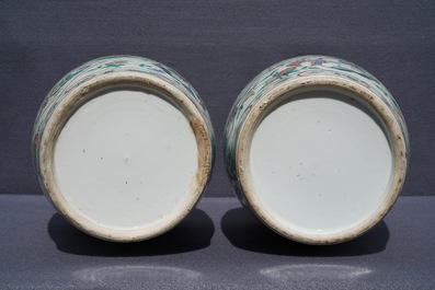 A pair of fine Chinese famille rose vases, 19th C.