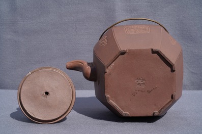 A large Chinese Yixing stoneware teapot and cover, 19th C.