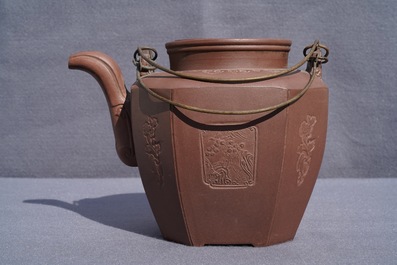 A large Chinese Yixing stoneware teapot and cover, 19th C.