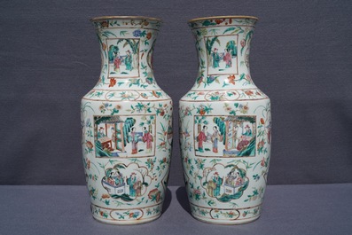A pair of fine Chinese famille rose vases, 19th C.