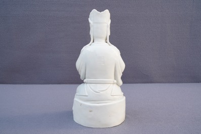 Un mod&egrave;le de Guandi en porcelaine blanc de Chine, 18/19&egrave;me