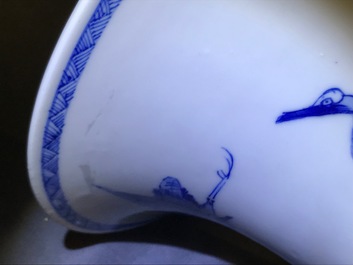A Chinese blue and white 'deer and crane' yenyen vase, Kangxi